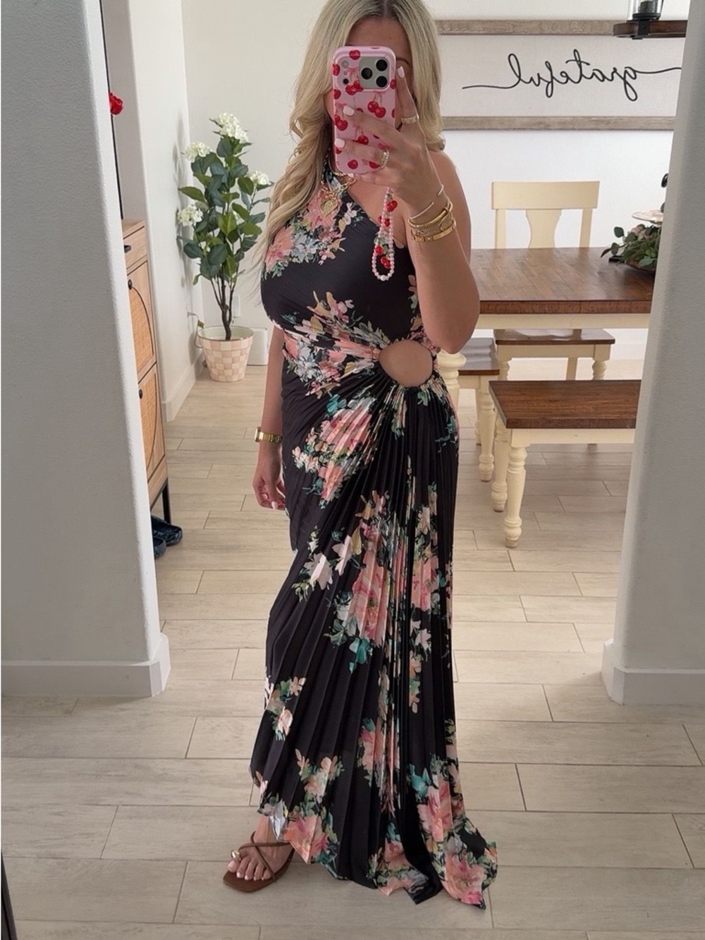 Petal & Pup Black Floral Cutout Maxi Dress